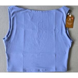 Reoria NWT Open Back Top Size XL Blue Sexy Shoulder Strap Crop Fitted